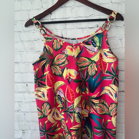 Pink, Yellow & Green sleeveless blouse with gold chain link size XS - Picture 5 of 10